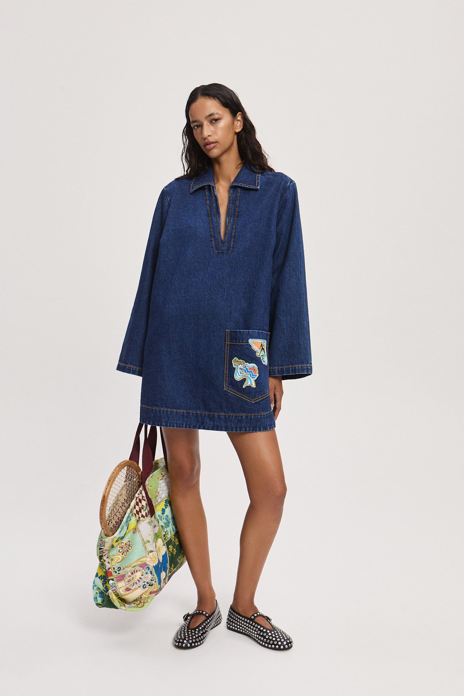 SPEEDY DENIM MINI DRESS  ALEMAIS