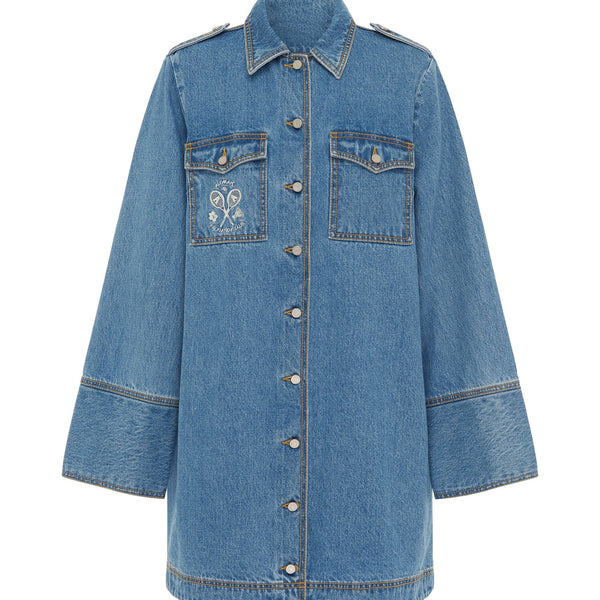 alemais charlene denim mini dress Alemais Charlene Denim Mini Dress In Light Wash - 40% Off