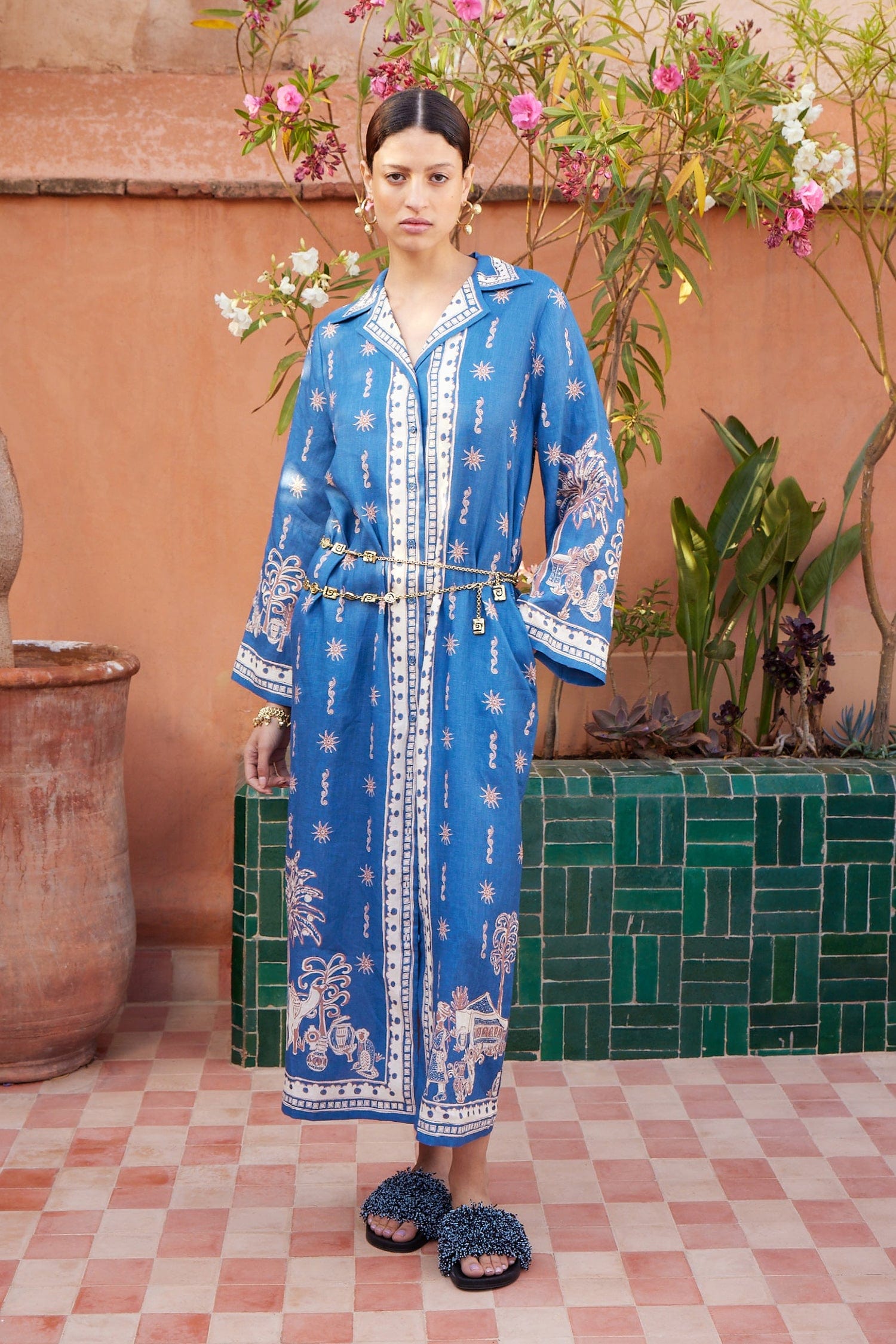 sachin and babi light blue dress Markarian Acacia Daisy Brocade Midi-Dress main image 1
