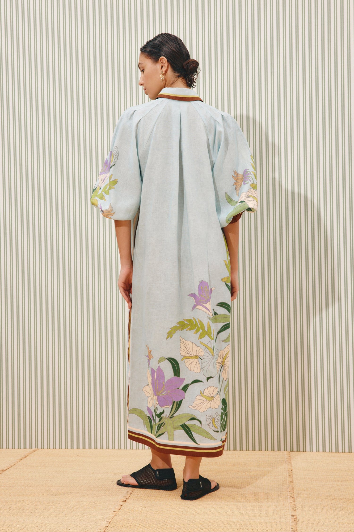 alemais shirt dress Alémais, Belted Floral Linen dress, Women, Blue, US 12, Dresses occasional-dress Marie's Gluten Free Lite concealed front Color:Sandstorm