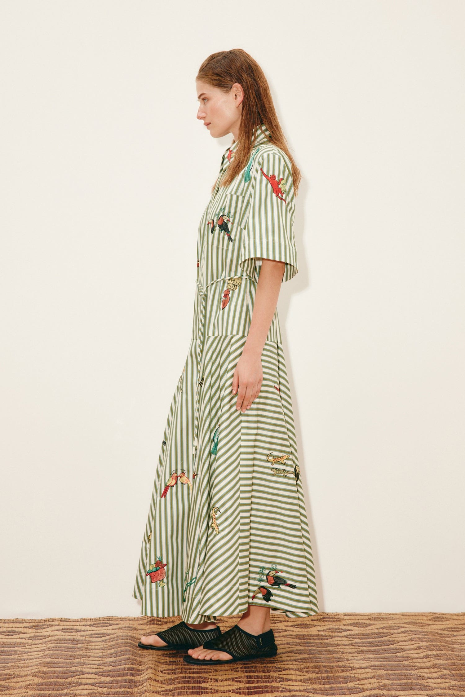 alemais embroidered shirt dress Alemais - Alemais Bisou Embroidered Shirtdress in Stripe 6 / 2 US