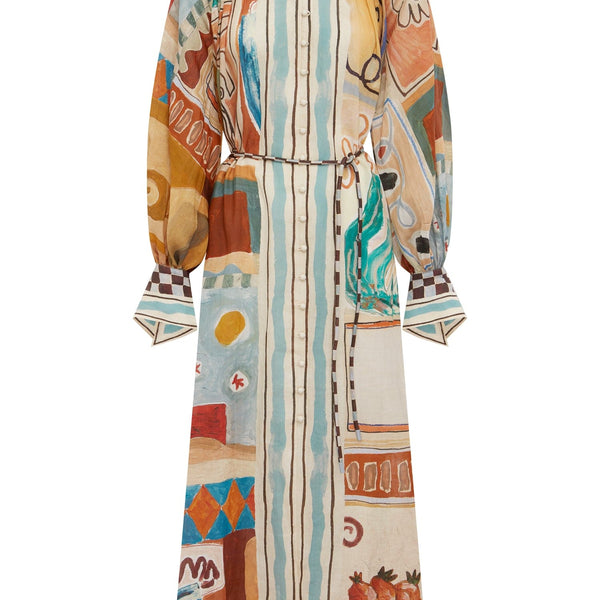 alemais atlas shirt dress Alemais Atlas Long-Sleeve Maxi Shirt Dress In Multicolor - 38% Off