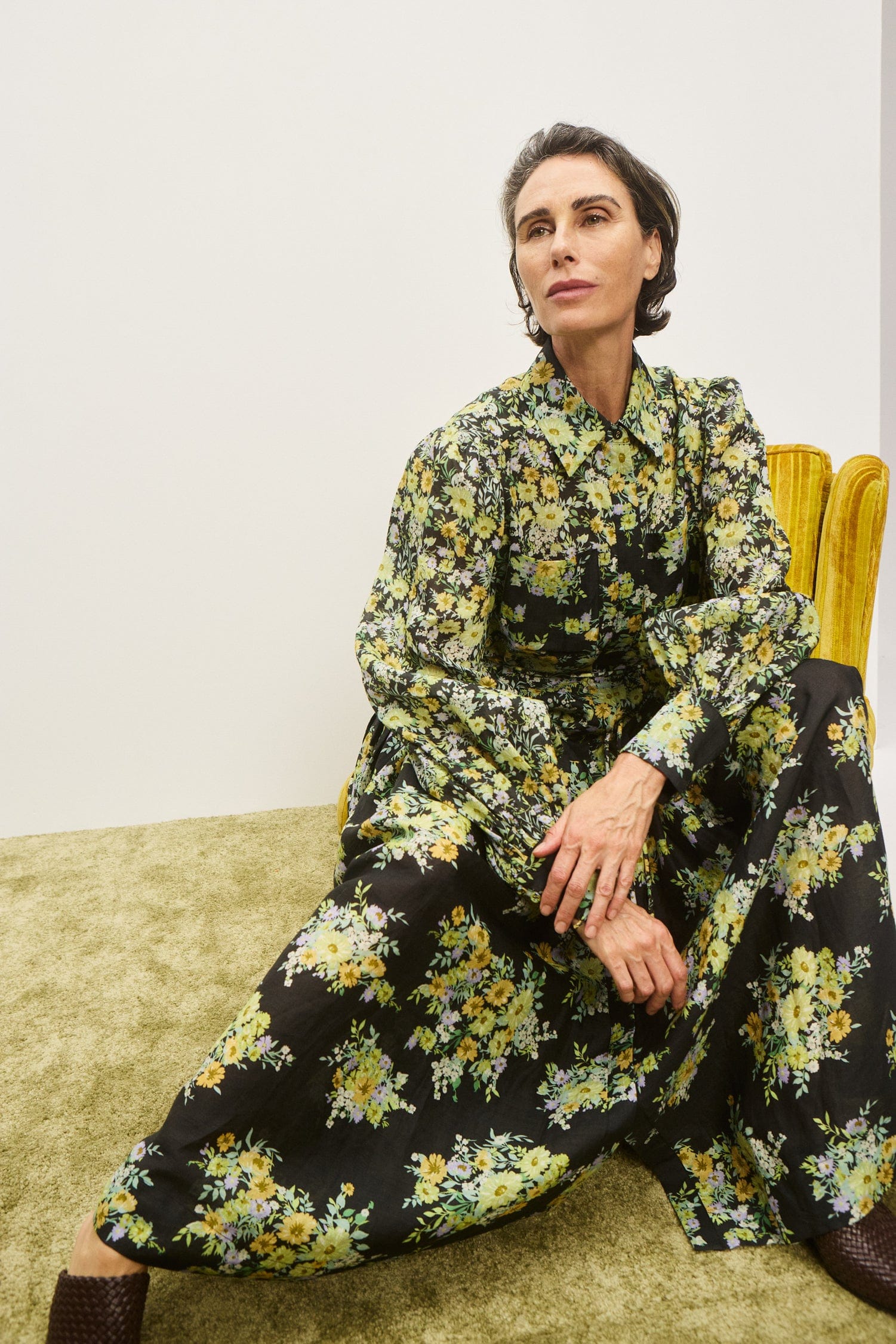 alemais shirt dress Alémais NINA Shirtdress | Floral | Size 10 Tecovas Women's Long Sleeve Fabric Composition: 97% POLYESTER 3% ELASTANE Style # SJ003820. Color:BARK