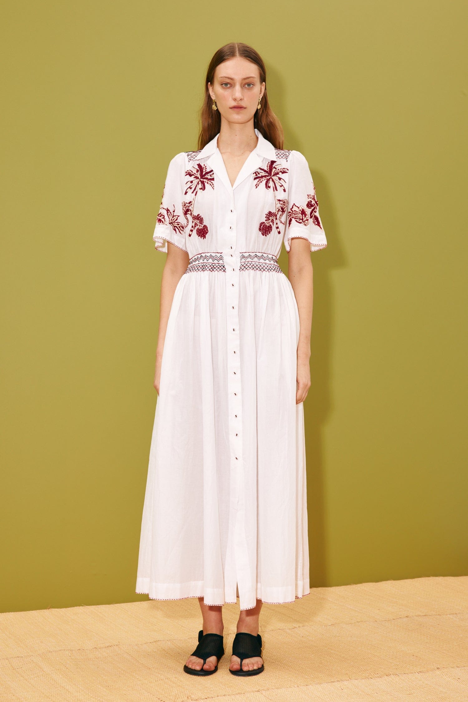 embroidered shirt dress white Embroidered Shirt Dress