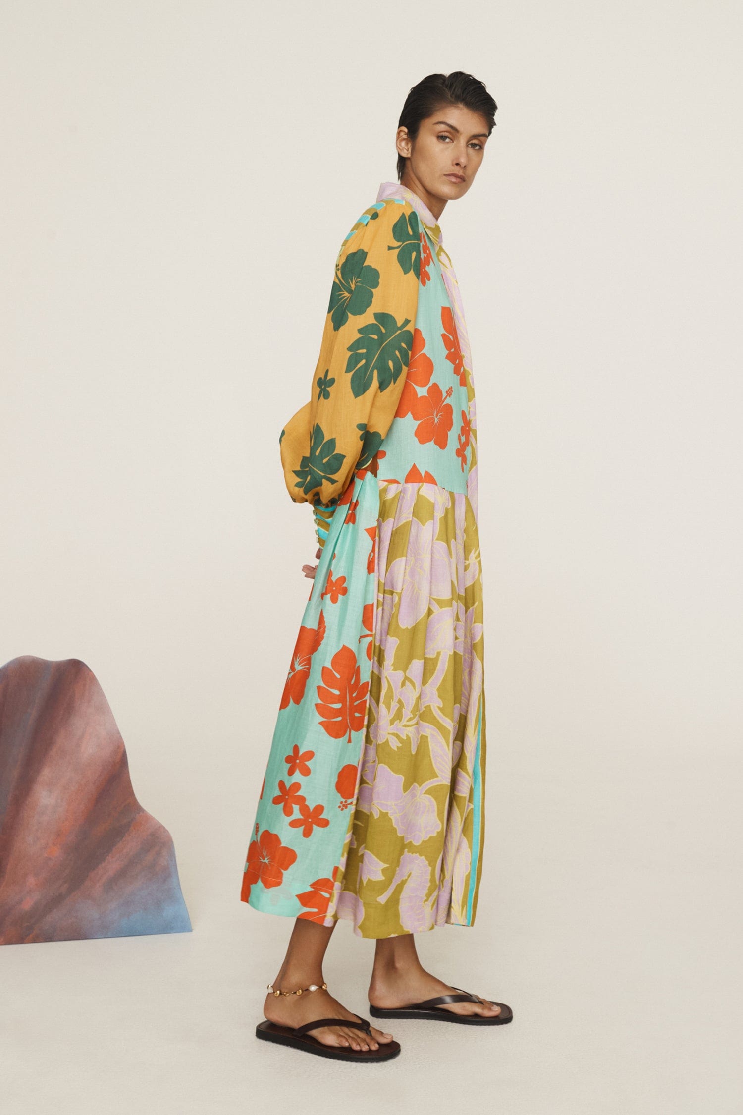 POPPY SPLICED SHIRTDRESS