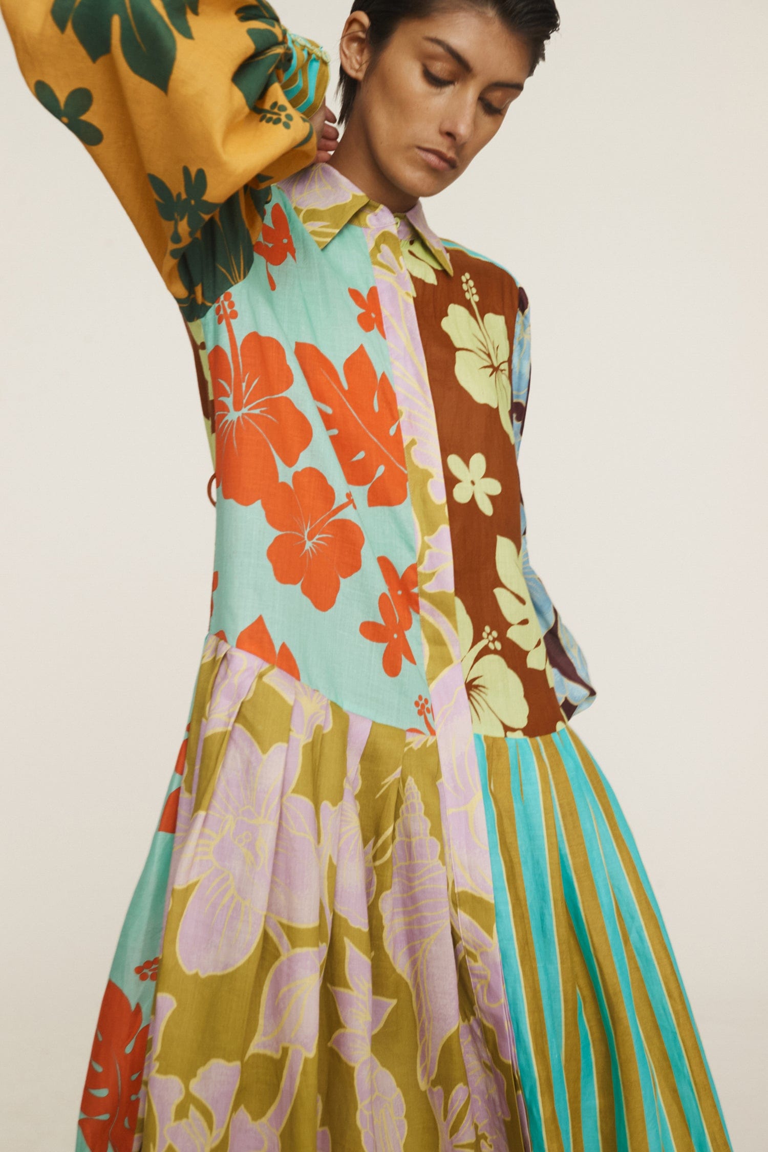 POPPY SPLICED SHIRTDRESS