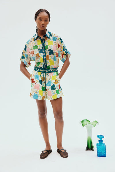 ALEMAIS Everly botanical-print shorts - Neutrals