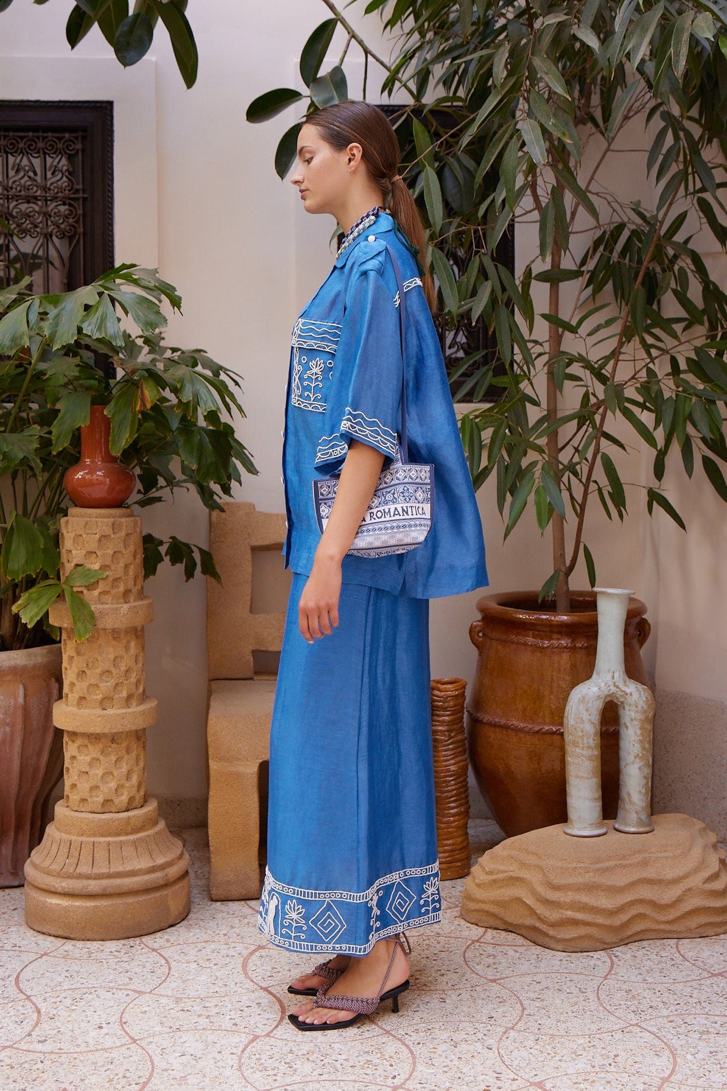 knee length dresses for ladies ALÉMAIS Yasmeen Linen-Silk Embellished Midi Skirt 16 AU/UK (12 US)
