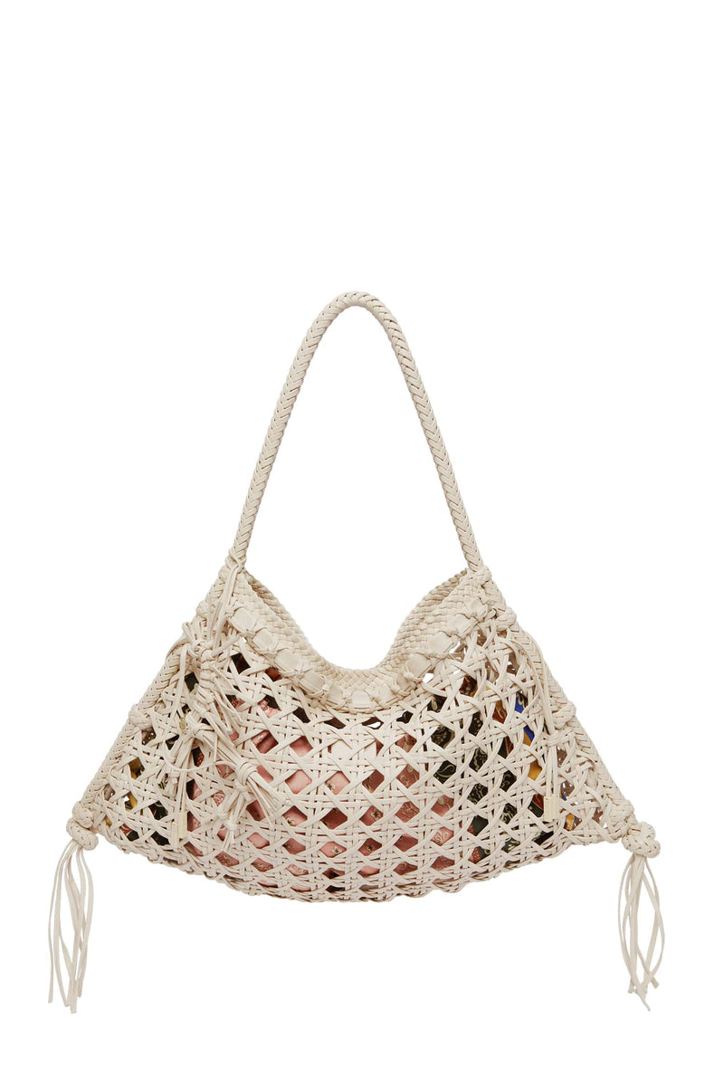 ALEMAIS CONTEMPORARY WARDROBE Y_BAG WOVEN LEATHER MAXI TOTE IVORY