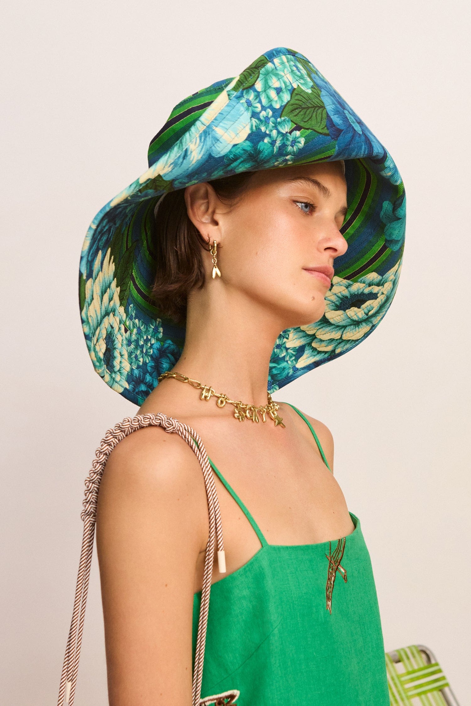 NEW ALEMAIS women\'s margo wide brim hat in blue multi HATS main image 3