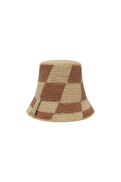 MICHELLE RAFFIA CHECKED BUCKET HAT