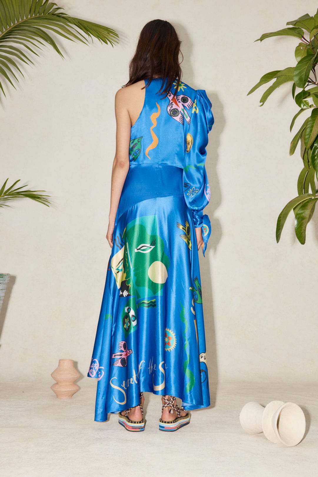 Soleil Palm Print Midi Dress Soleil Palm Print Midi Dress